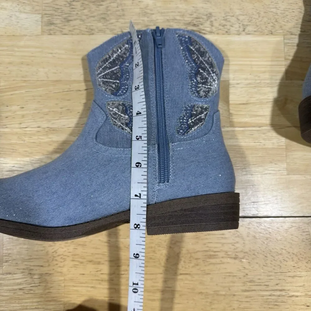 Madden Girl Misses Girls' MTINAA Denim Rhinestone Cowboy Short Boots Size 5 NEW
